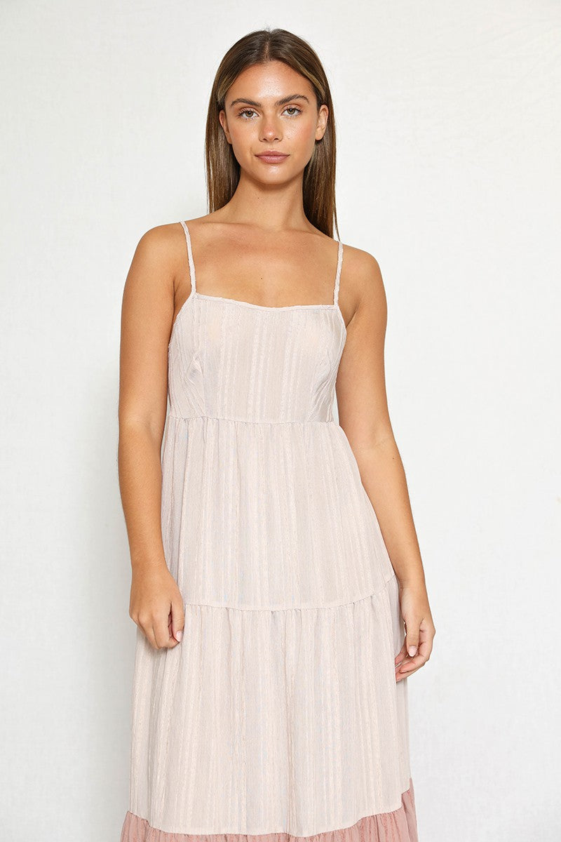 Tie Back Striped Color Block Dress