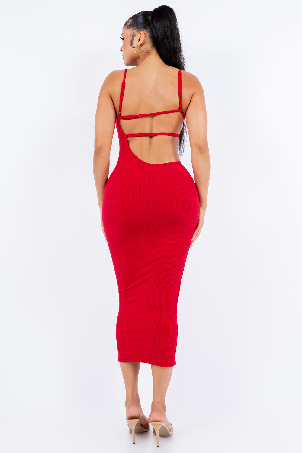 Genesis Ribbed Cut-Out Midi Dress